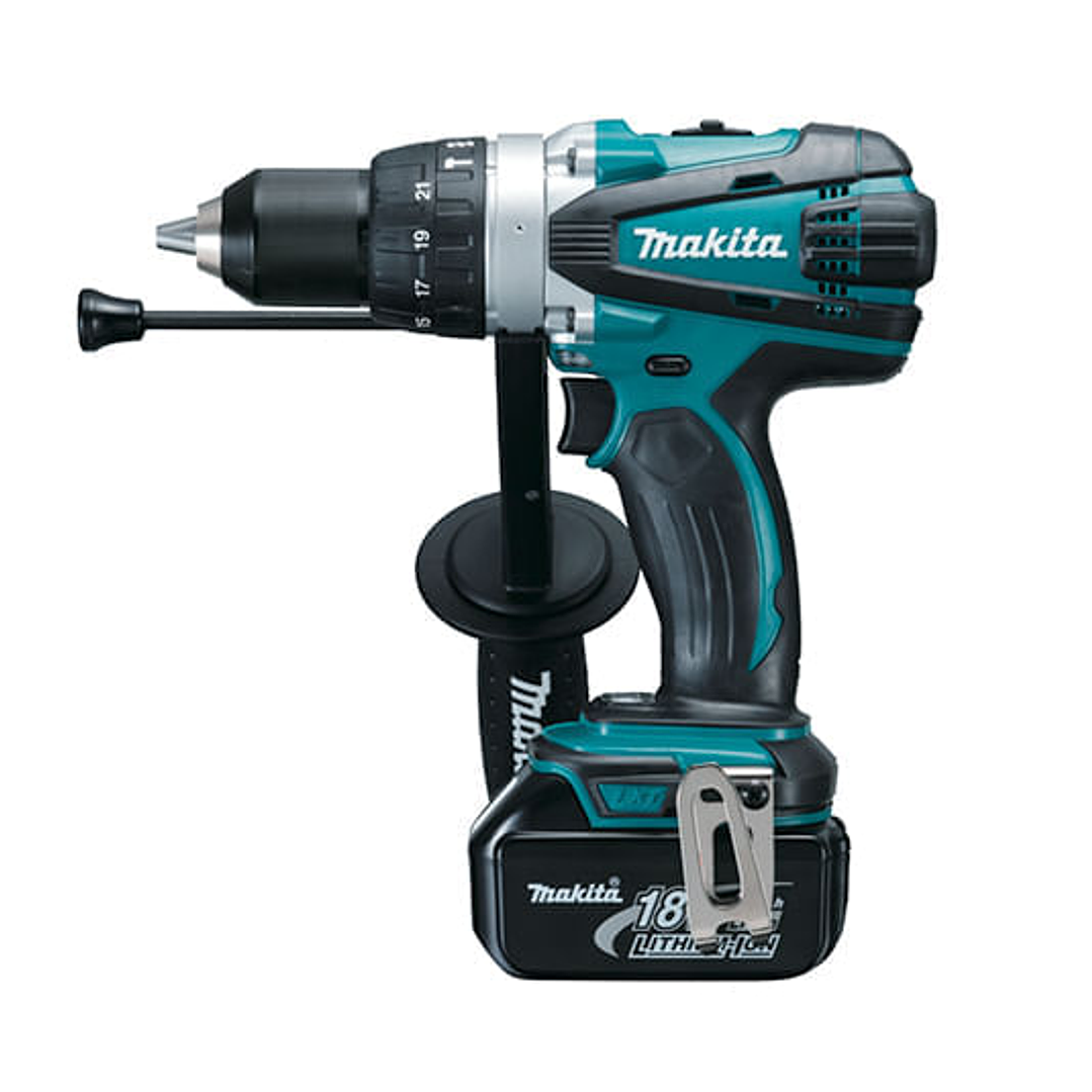 Taladro Atornillador Percutor DHP458RFE Inalámbrico 18V Max. Torque 84 N.m + 2 Baterías 3 Ah + Cargador Makita 1