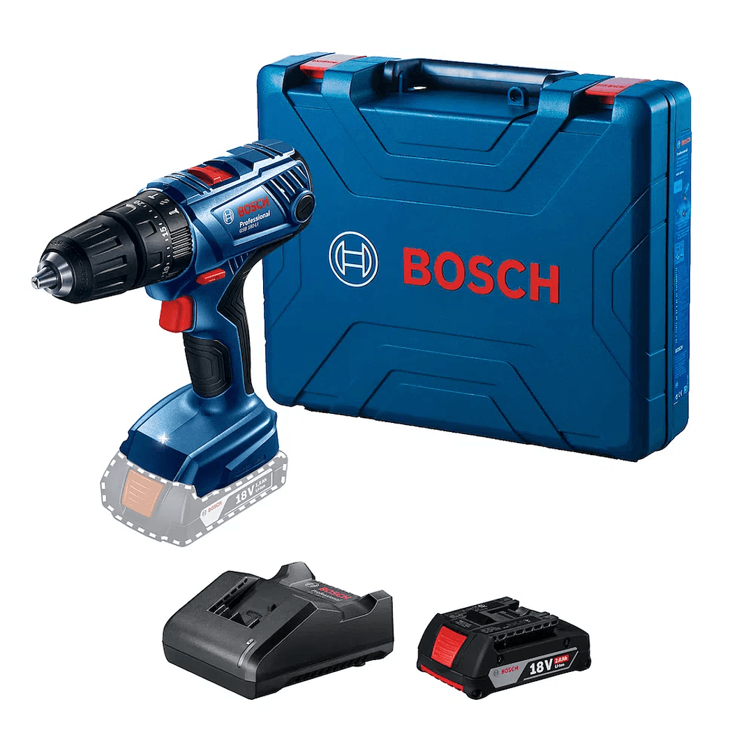 Taladro Percutor 18V GSB 180-Li + 1 Batería 18V 2.0 Ah + Cargador Professional Bosch 1