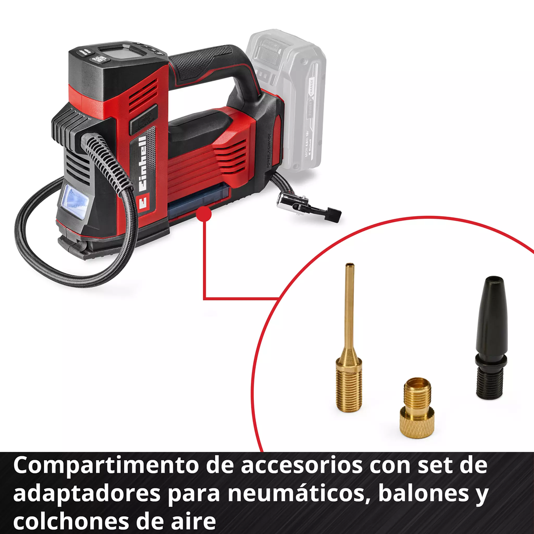 Compresor de aire inalámbrico CE-CC 18/23 D Li-Solo Einhell 18 V – Inflador portátil para neumáticos 8