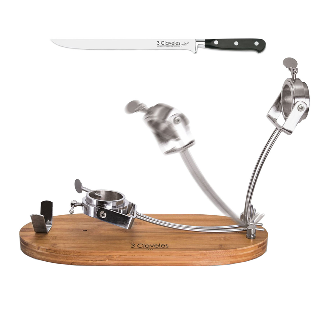 Soporte Jamonero 3 Claveles 1733 + Cuchillo Jamonero 25 cm 1