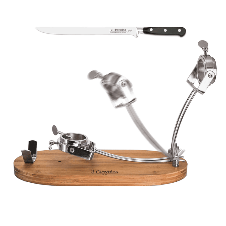 Soporte Jamonero 3 Claveles 1733 + Cuchillo Jamonero 25 cm 1