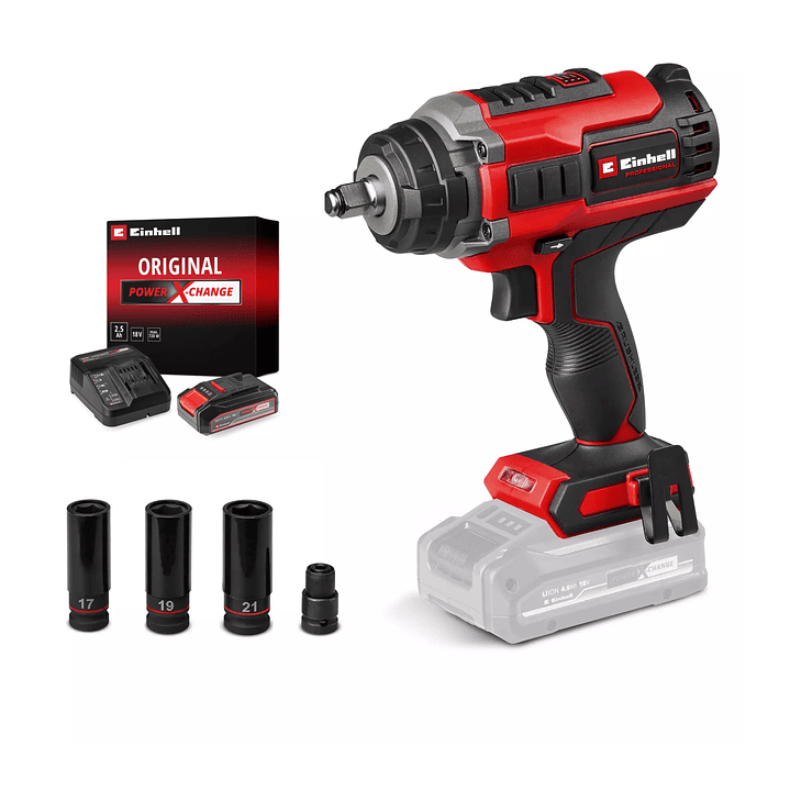 Llave de Impacto Inalámbrica Einhell IMPAXXO 18/450 18V + Starter Kit 2,5Ah 1