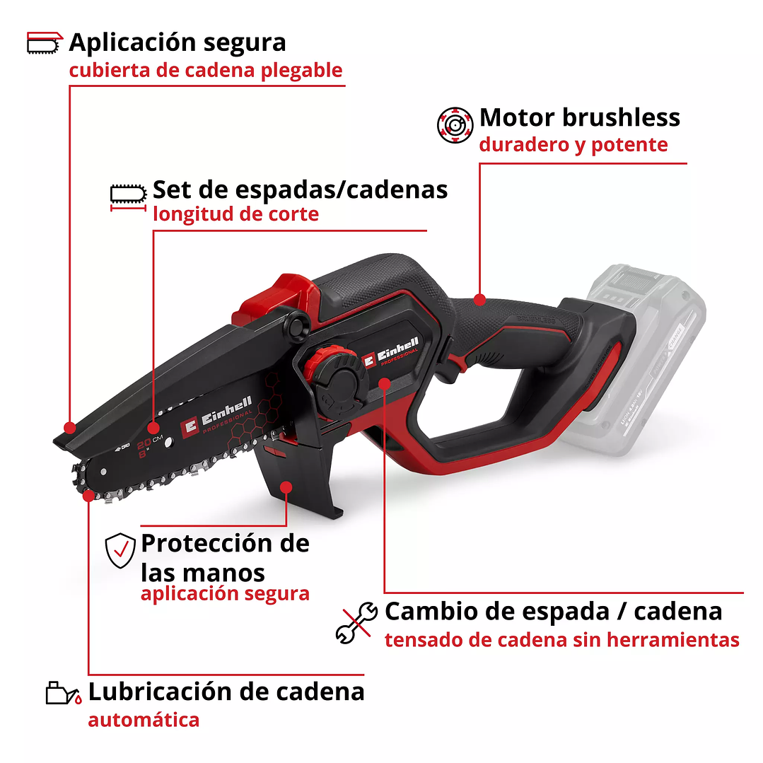 Motosierra Inalámbrica Einhell GP-PS 18/20 Li BL + Starter Kit 18V 4,0Ah 2