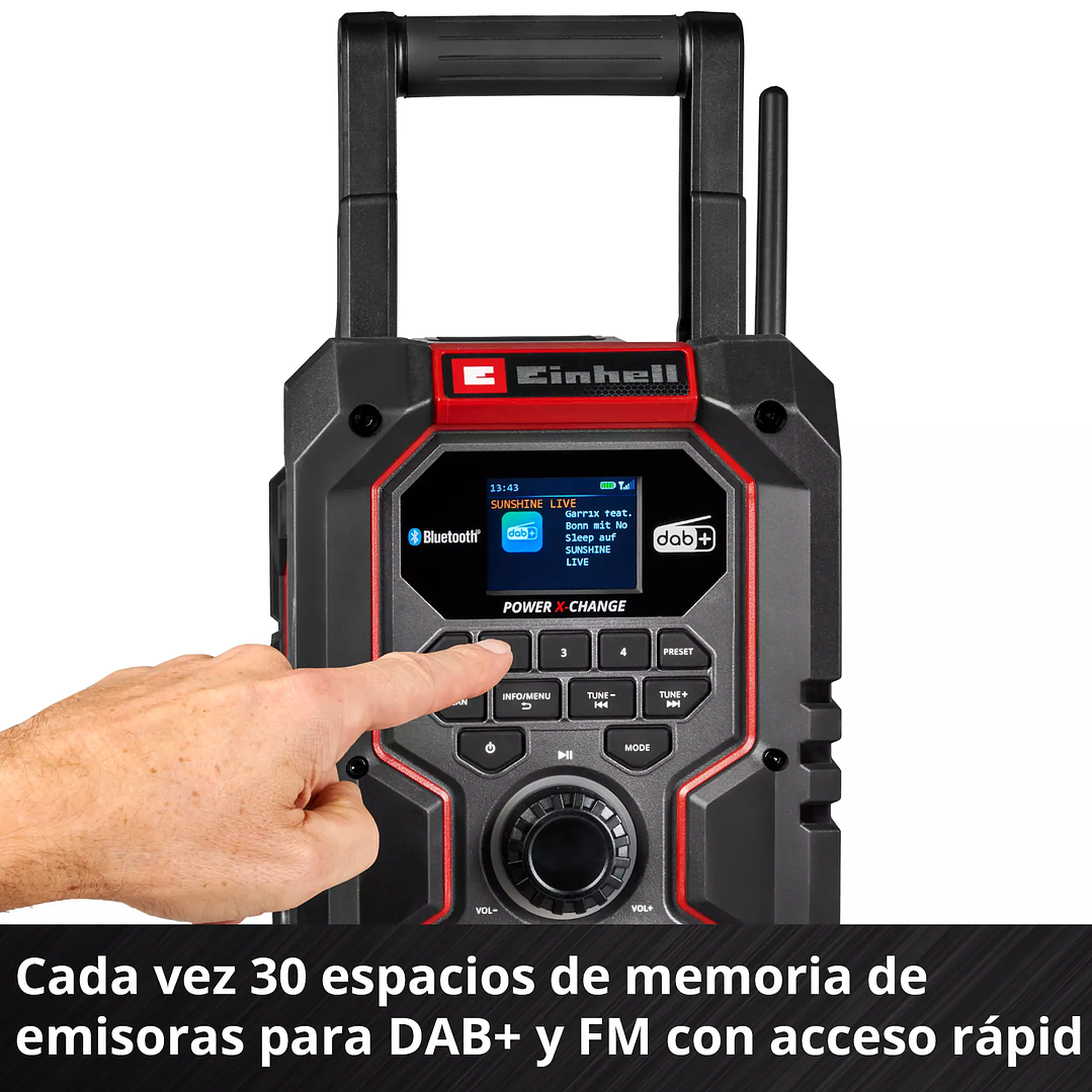 Radio Inalámbrica Einhell TE‑CR 18 Li DAB+/FM/BT + Starter Kit 18V 2,5Ah 7