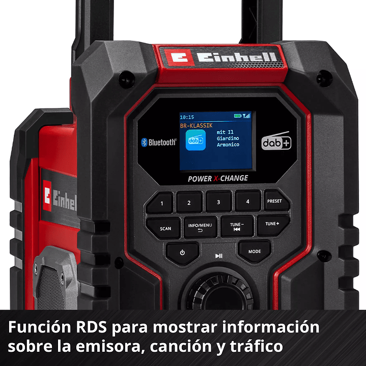 Radio Inalámbrica Einhell TE‑CR 18 Li DAB+/FM/BT + Starter Kit 18V 2,5Ah 10