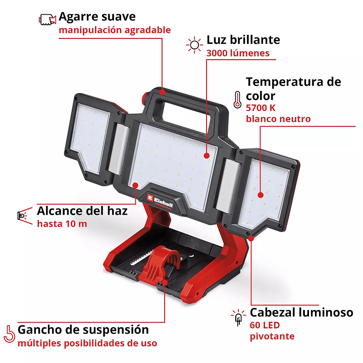 Lámpara inalámbrica Einhell TP-CL 18/3000 Li – Solo 18V 2