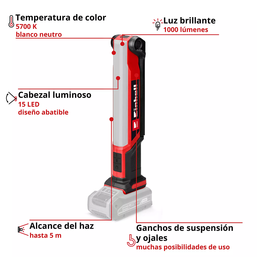 Lámpara inalámbrica Einhell TE-CL 18/1000 S Li – Solo 18V 2