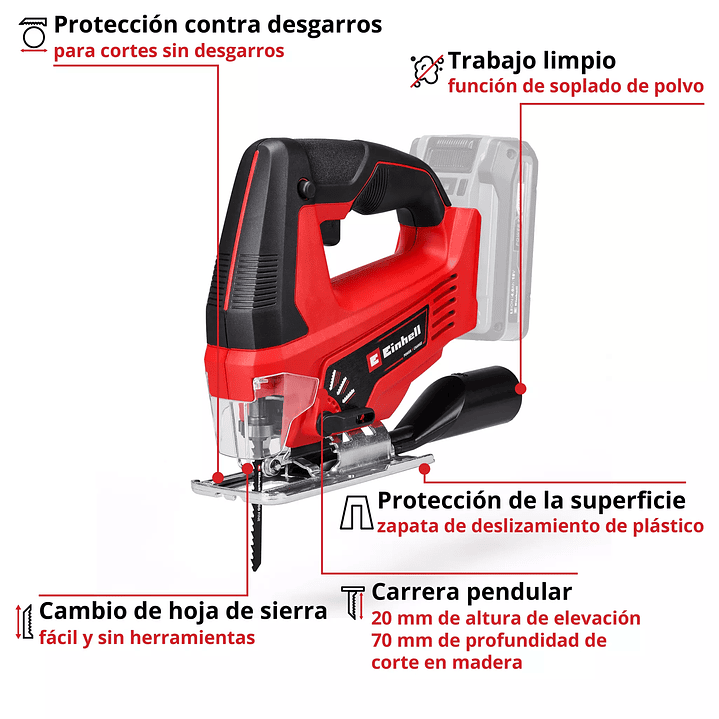 Sierra de calar inalámbrica Einhell TC-JS 18 Li - Solo | Precisión y movilidad 2