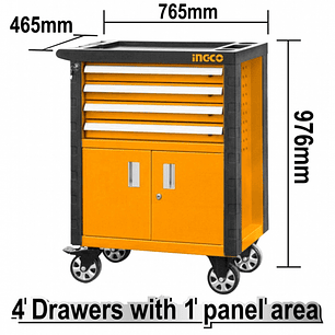 Caja de Herramientas Metálica 4 Bandejas con Ruedas INGCO HDTC01042