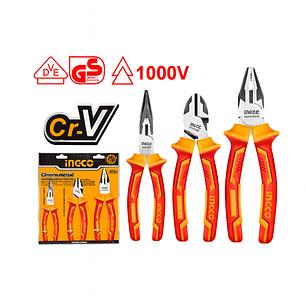 Alicate Aislado 1000 V Industrial Juego 3 Piezas INGCO HIKPS28318