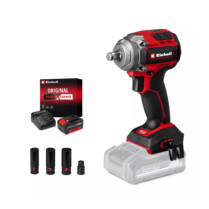 Llave de Impacto Inalámbrica Einhell TP-CW 18/350-C Li BL + Starter Kit 18V 4,0Ah Brushless 1