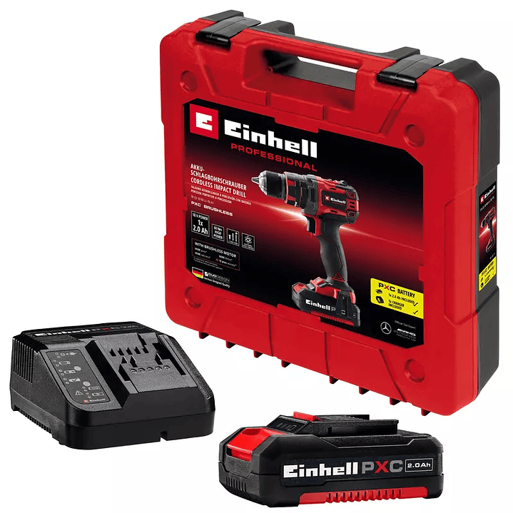 Taladro Percutor a Batería Einhell TP-CD 18/60 Li-i BL 18V + Batería 2,0Ah Brushless 1
