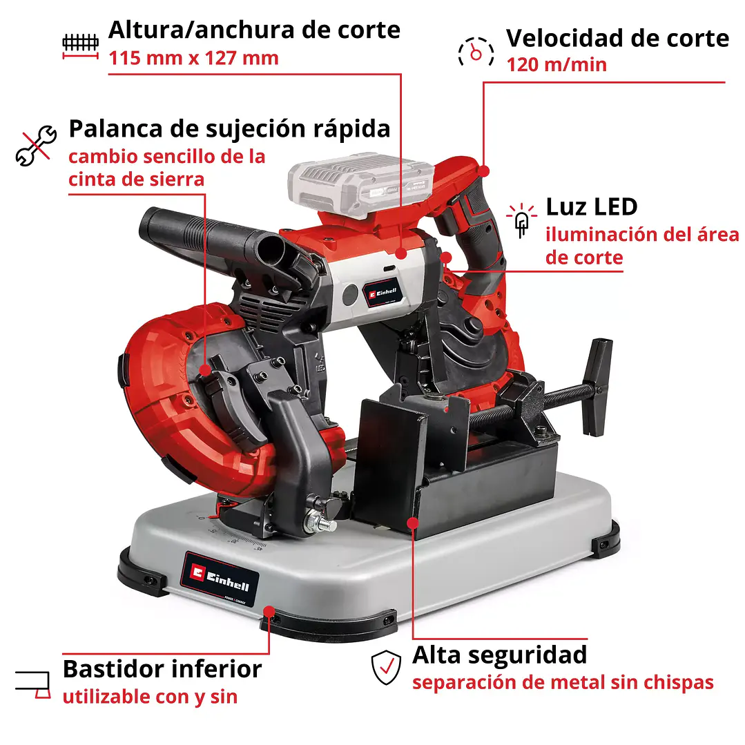 Sierra Cinta Inalámbrica Soporte Te-Mb 18/127 U Li Einhell 2