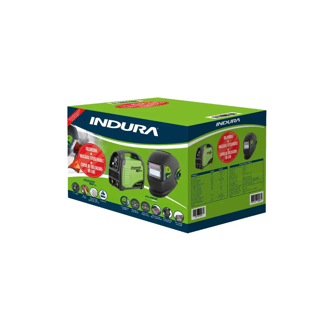 Soldadora Inverter Indura Nanoweld 160 + Máscara Flame Grado 11 Verde 6