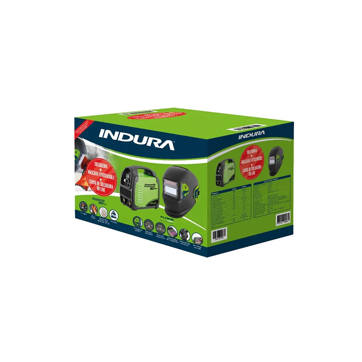 Soldadora Inverter Indura Nanoweld 160 + Máscara Flame Grado 11 Verde 6