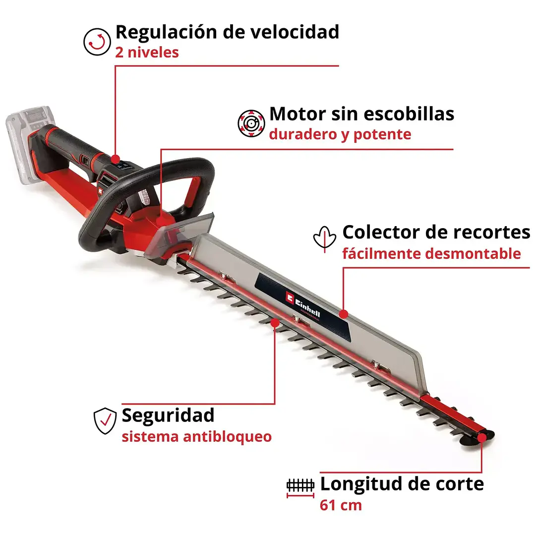 Cortasetos Inalámbrico Einhell GP-CH 18/61 Li BL 18V Brushless + Starter Kit Batería 4.0Ah 2