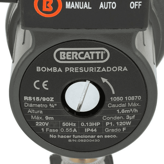 Bomba Presurizadora Rs15/90-z 120 watts Bercatti