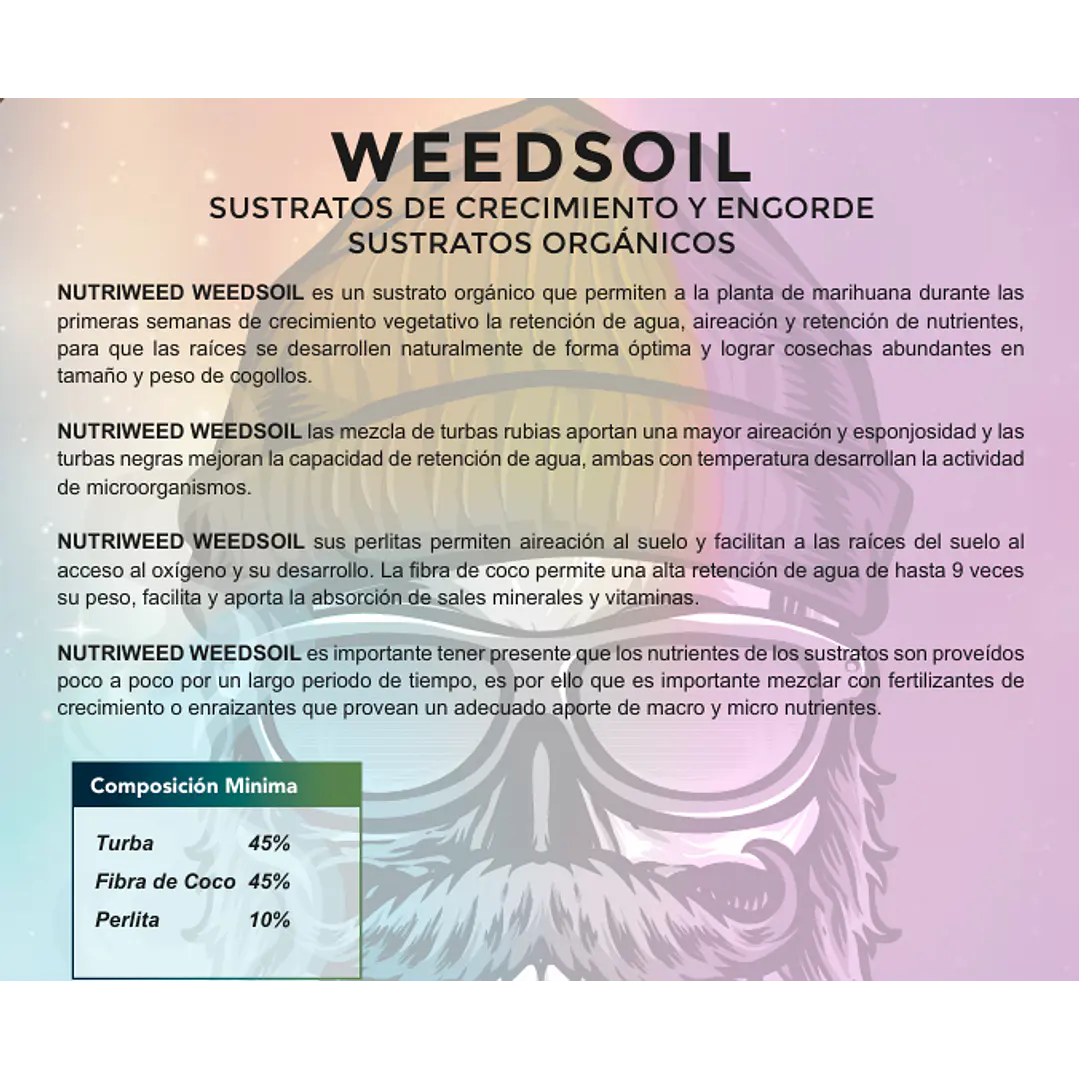 SUSTRATOS WEEDSOIL  20 LITROS (SUSTRATOS DE CRECIMIENTO Y ENGORDE) /NUTRIWEED 1