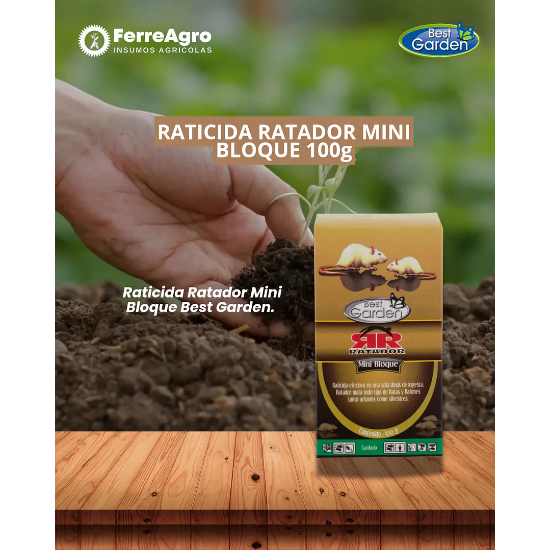 RATICIDA RATADOR MINI BLOQUE 100 gr / BEST GARDEN 1