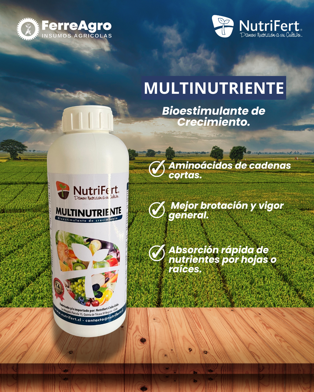 BIOESTIMULANTE MULTINUTRIENTE / COMPUESTOS ORGANICOS NATURALES 1L - NUTRIFERT