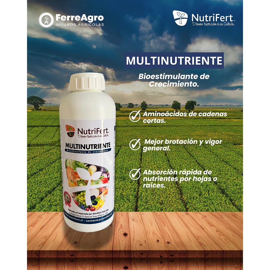 BIOESTIMULANTE MULTINUTRIENTE / COMPUESTOS ORGANICOS NATURALES 1L - NUTRIFERT 1