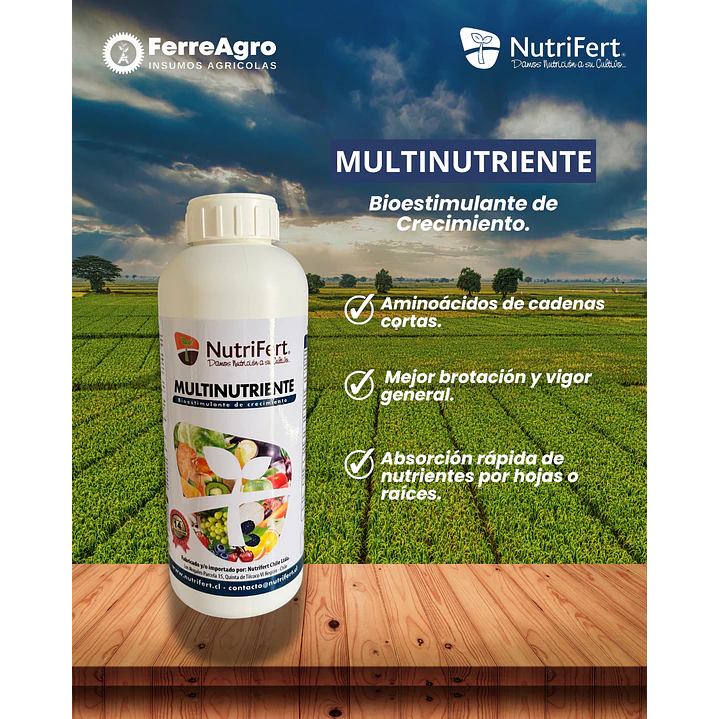 BIOESTIMULANTE MULTINUTRIENTE / COMPUESTOS ORGANICOS NATURALES 1L - NUTRIFERT 1