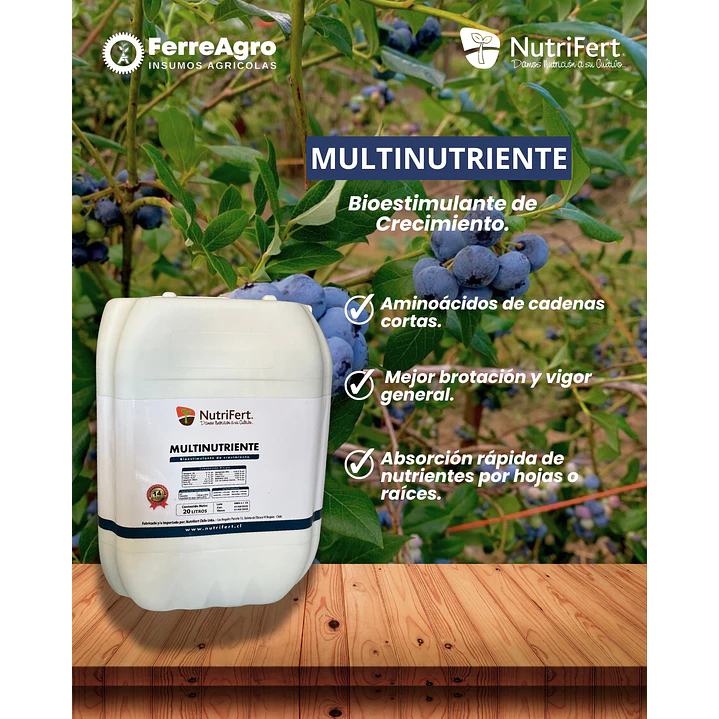 BIOESTIMULANTE MULTINUTRIENTE / COMPUESTOS ORGANICOS NATURALES 20L - NUTRIFERT 1