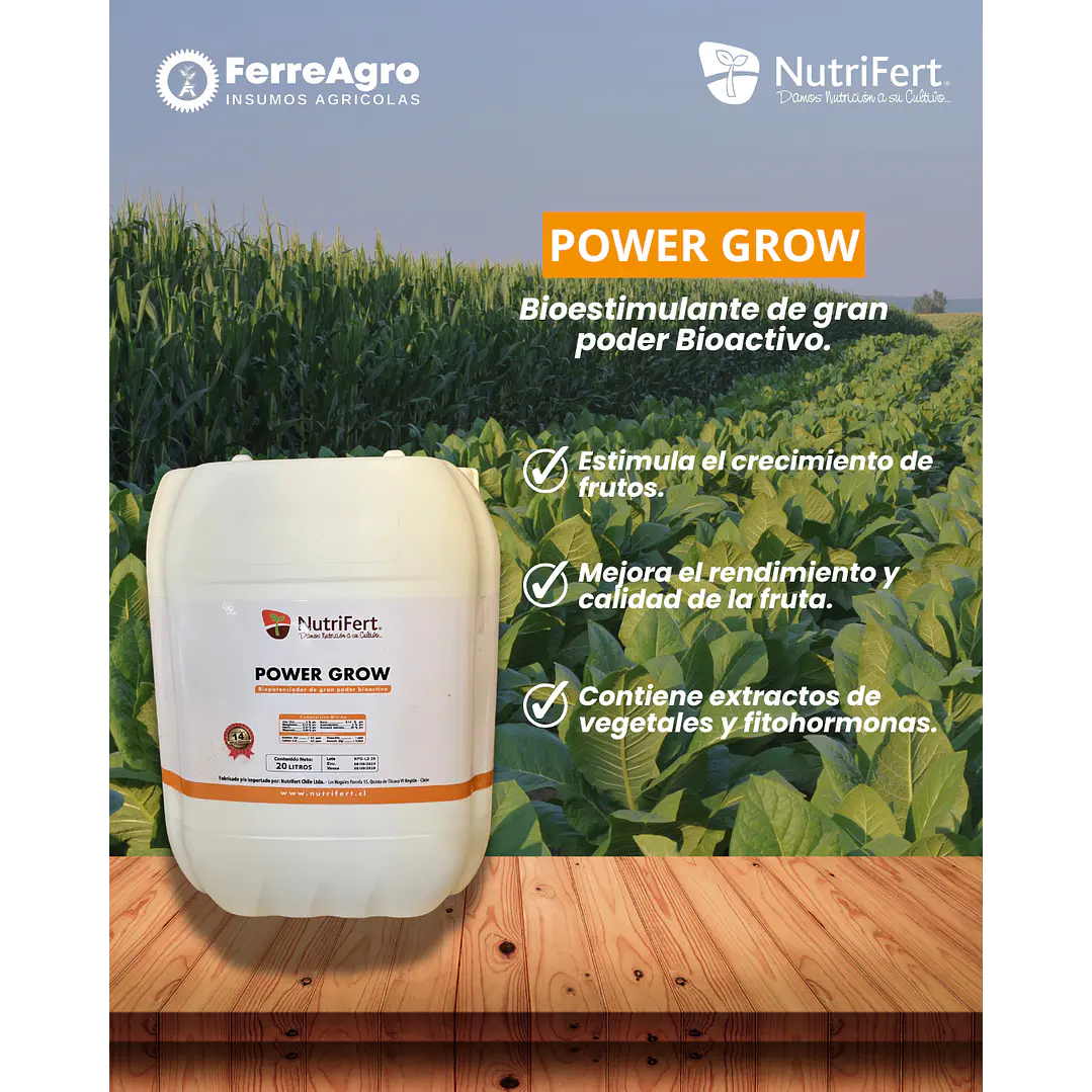 BIOESTIMULANTE POWER GROW / EXTRACTOS ORGÁNICOS Y FITOHORMONAS 20L - NUTRIFERT 1