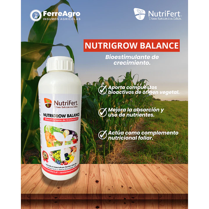 BIOESTIMULANTE NUTRIGROW BALANCE 1L / COMPLEMENTO NUTRICIONAL PARA CULTIVOS - NUTRIFERT 1