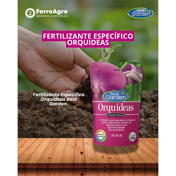 FERTILIZANTE ESPECÍFICO ORQUIDEAS 200 gr / BEST GARDEN  1