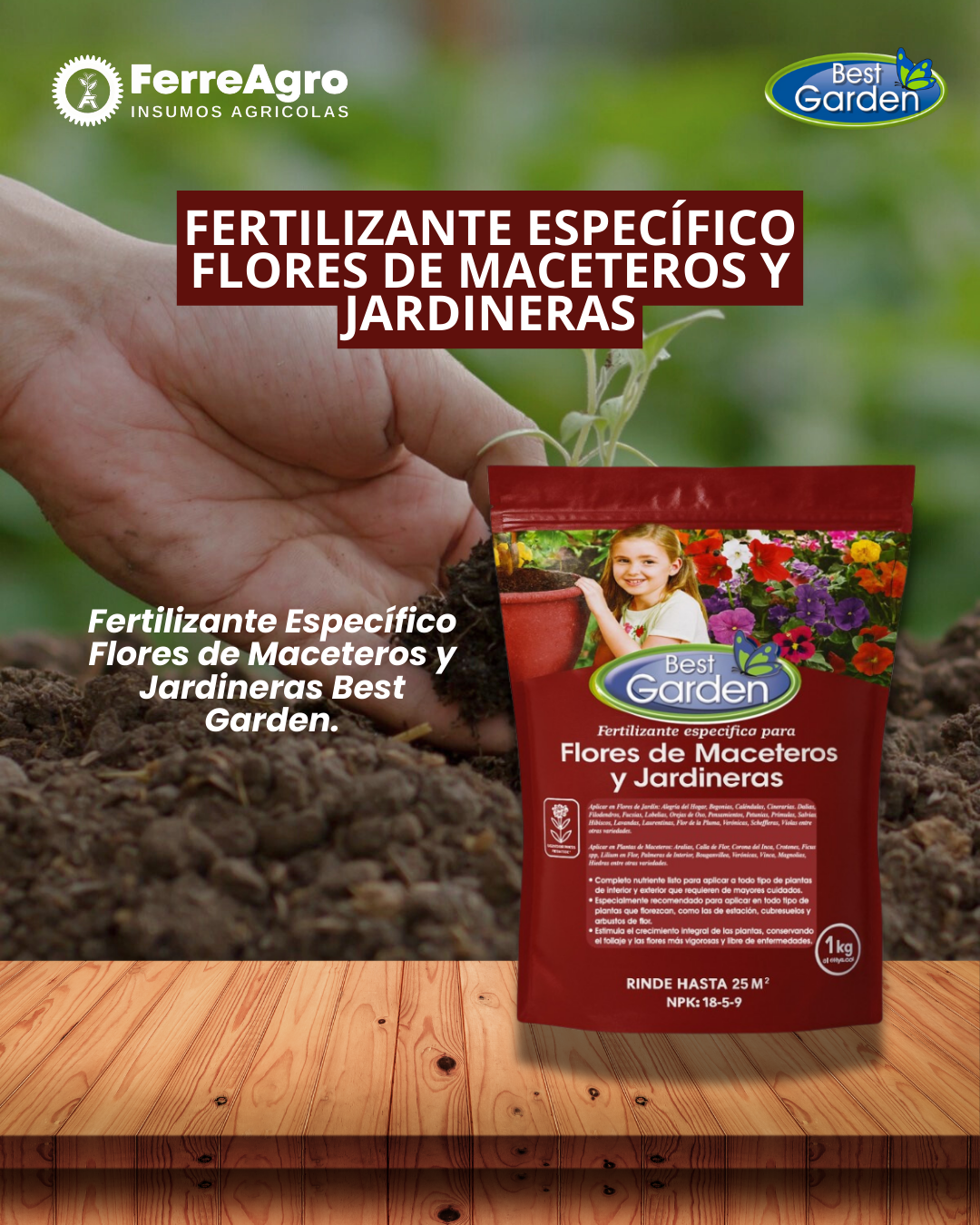 FERTILIZANTE ESPECÍFICO FLORES DE MACETEROS 1K / BEST GARDEN