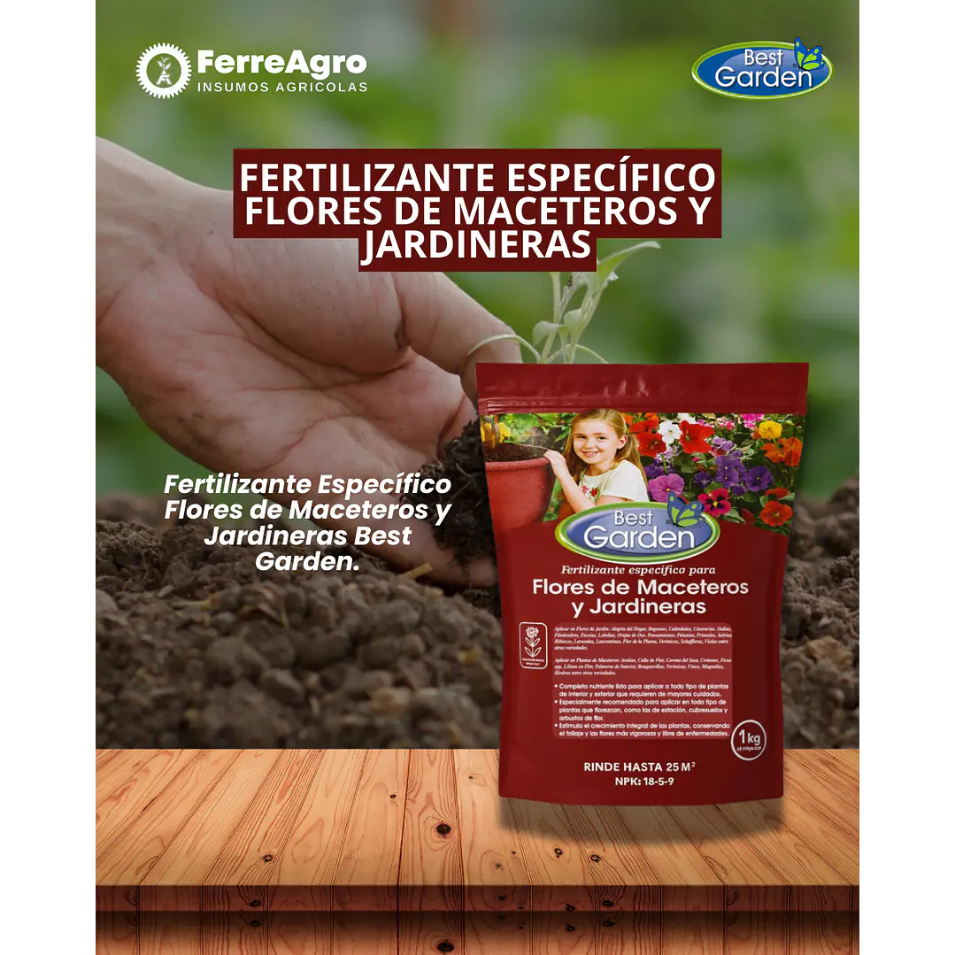 FERTILIZANTE ESPECÍFICO FLORES DE MACETEROS 1K / BEST GARDEN  1