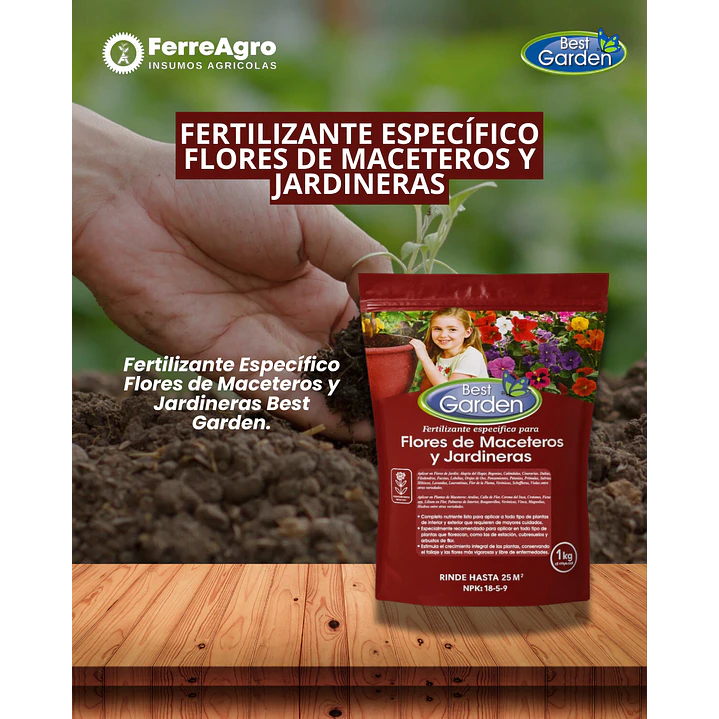 FERTILIZANTE ESPECÍFICO FLORES DE MACETEROS 1K / BEST GARDEN  1
