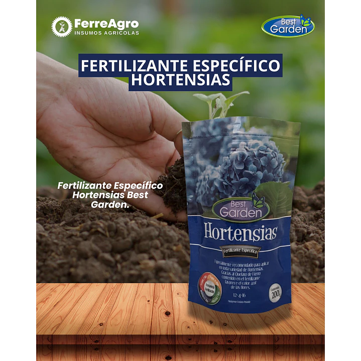 FERTILIZANTE ESPECÍFICO HORTENSIAS 200 GR/ BEST GARDEN  1
