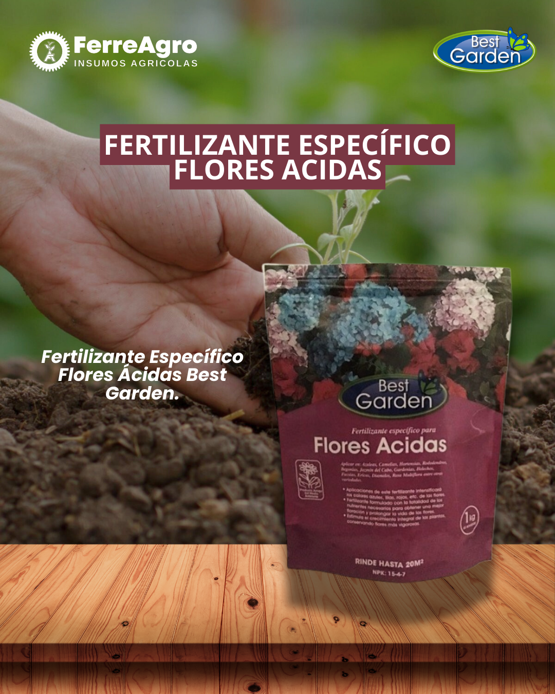FERTILIZANTE ESPECÍFICO FLORES ÁCIDAS 1 kg / BEST GARDEN
