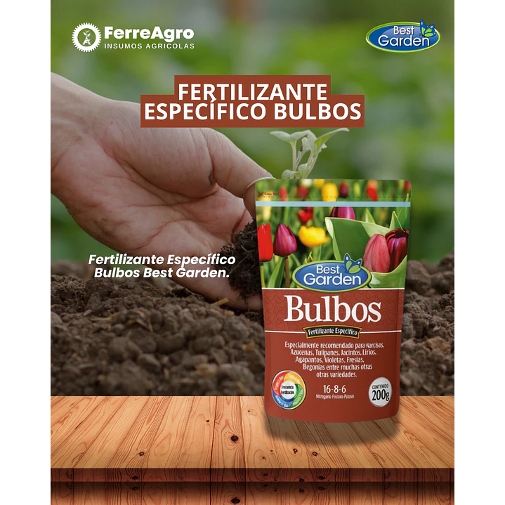 FERTILIZANTE ESPECÍFICO BULBOS 200 GR / BEST GARDEN  1