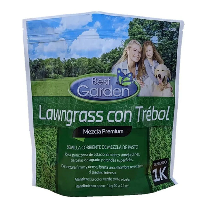 Semilla De Césped Lawngrass C/trébol Premium 1kg Best Garden 1