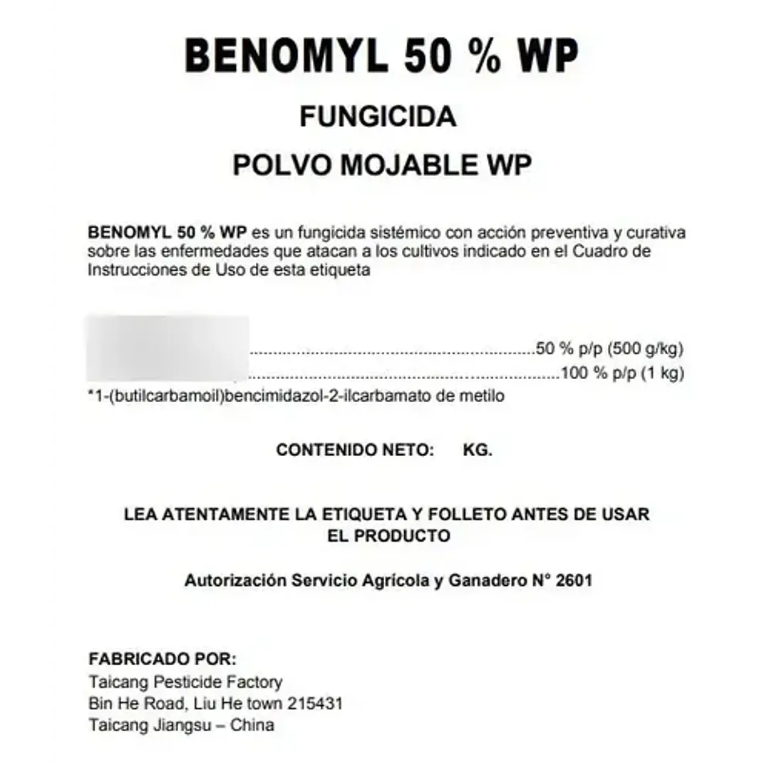 Fungicida Benomyl 50 Wp 1kg 4