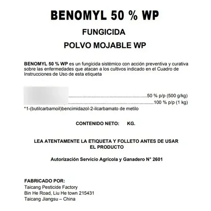 Fungicida Benomyl 50 Wp 1kg 4