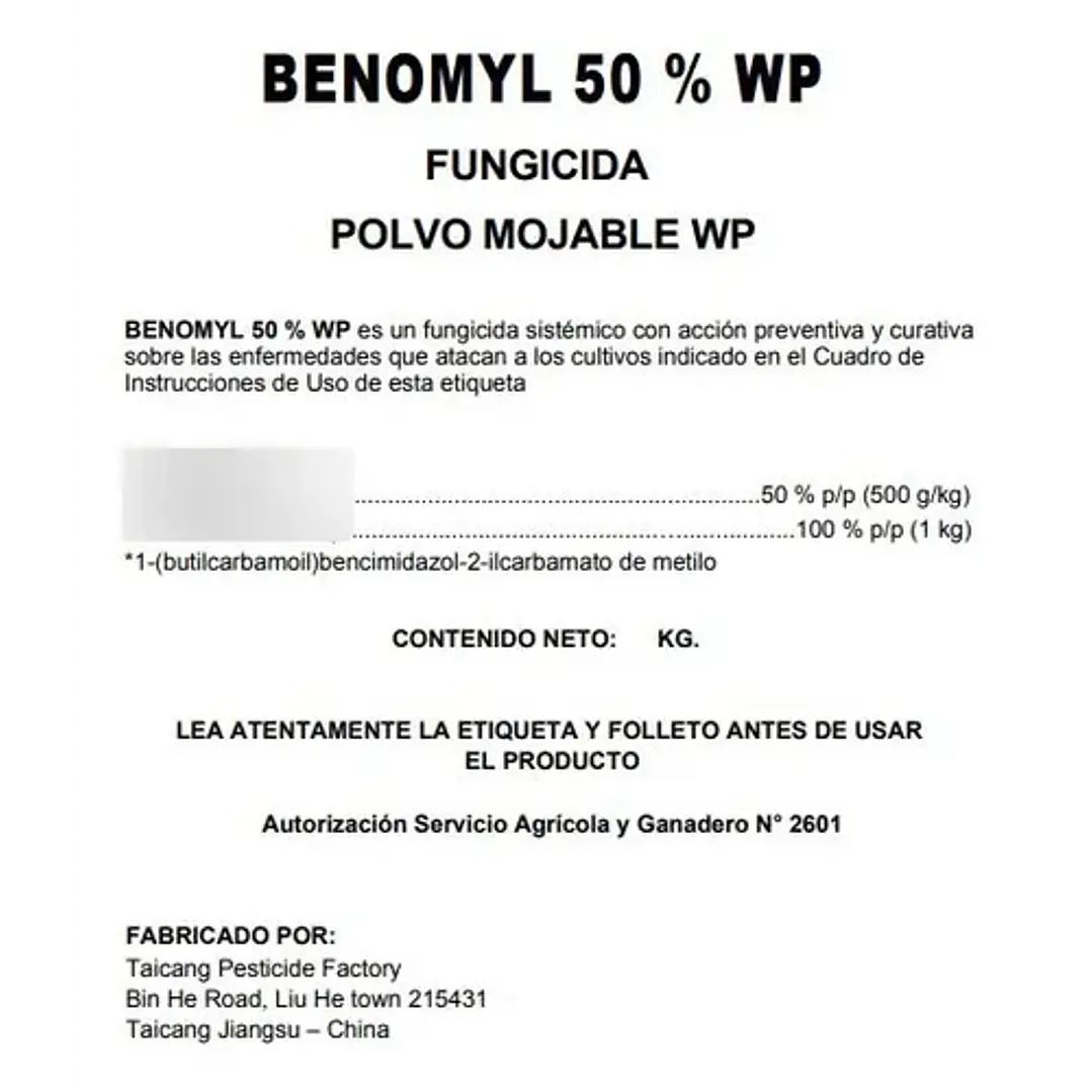 Fungicida Benomyl 50 Wp 1kg 5