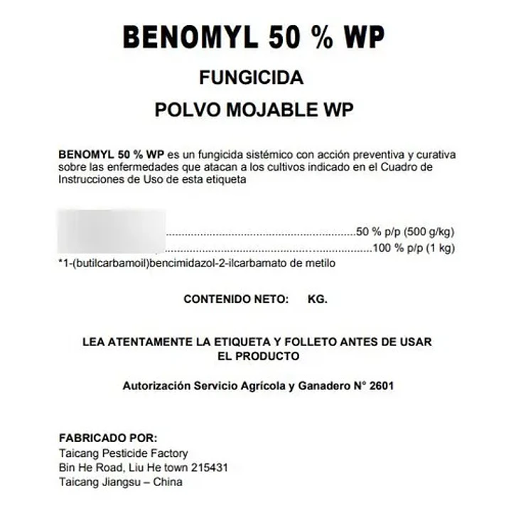 Fungicida Benomyl 50 Wp 1kg 5