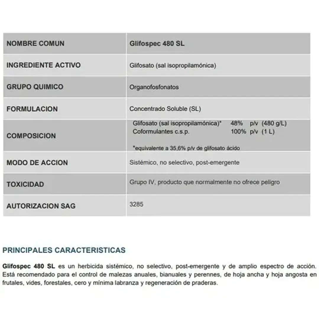 HERBICIDA GLIFOSPEC 480 5L 2