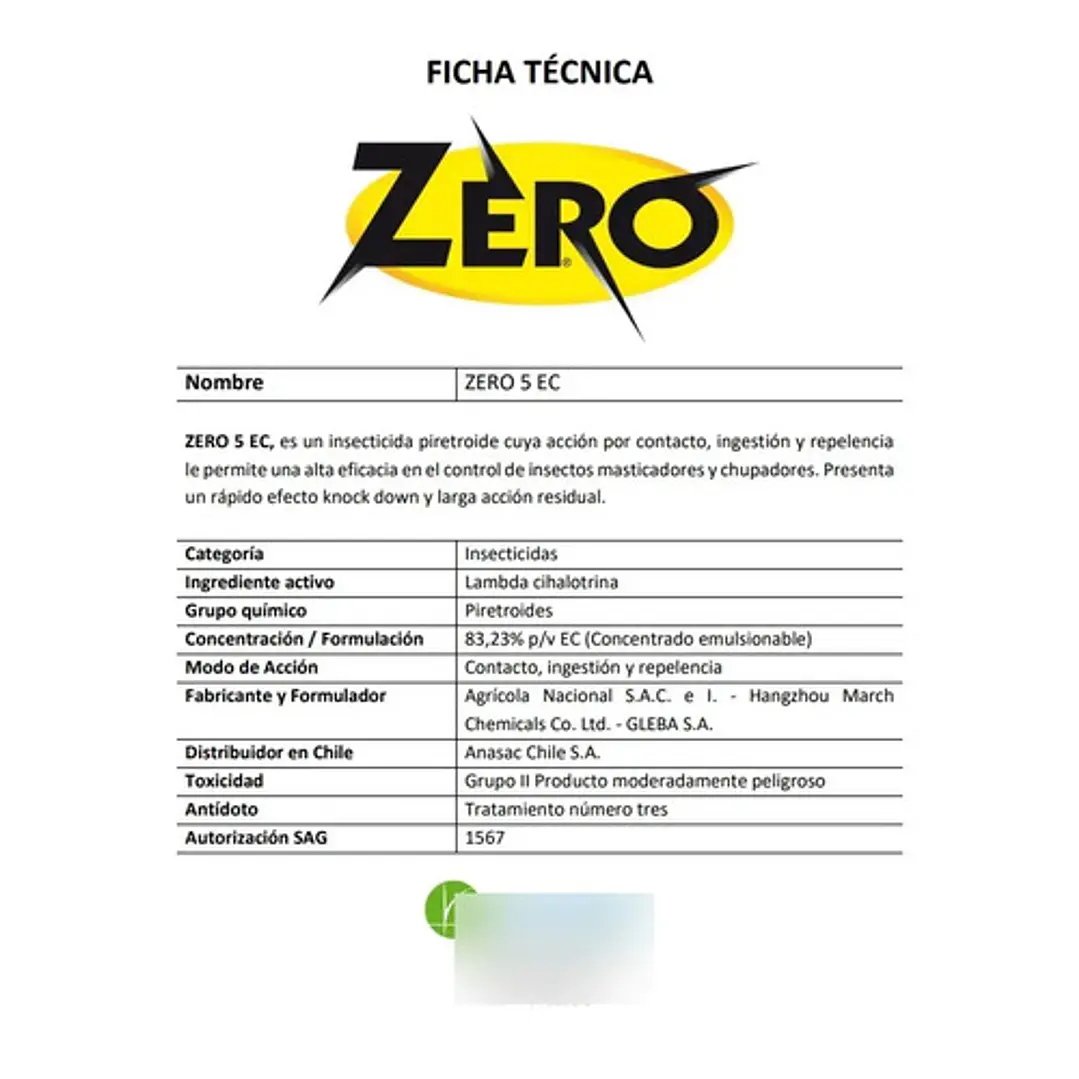 Insecticida Zero 5 Ec 1 Litro Para Masticadores Y Chupadores 2