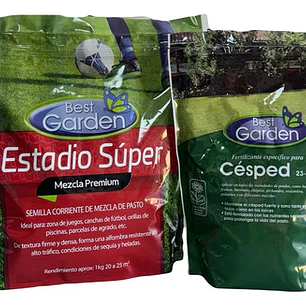 Semilla De Cesped Estadio 1 Kg + Fert De Cesped 1 Kg