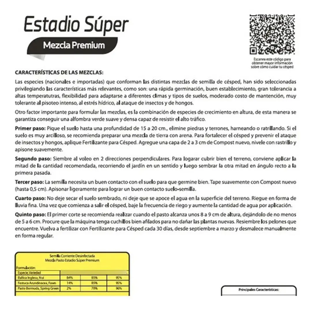 Semilla De Cesped Estadio 1 Kg + Fert De Cesped 1 Kg 2