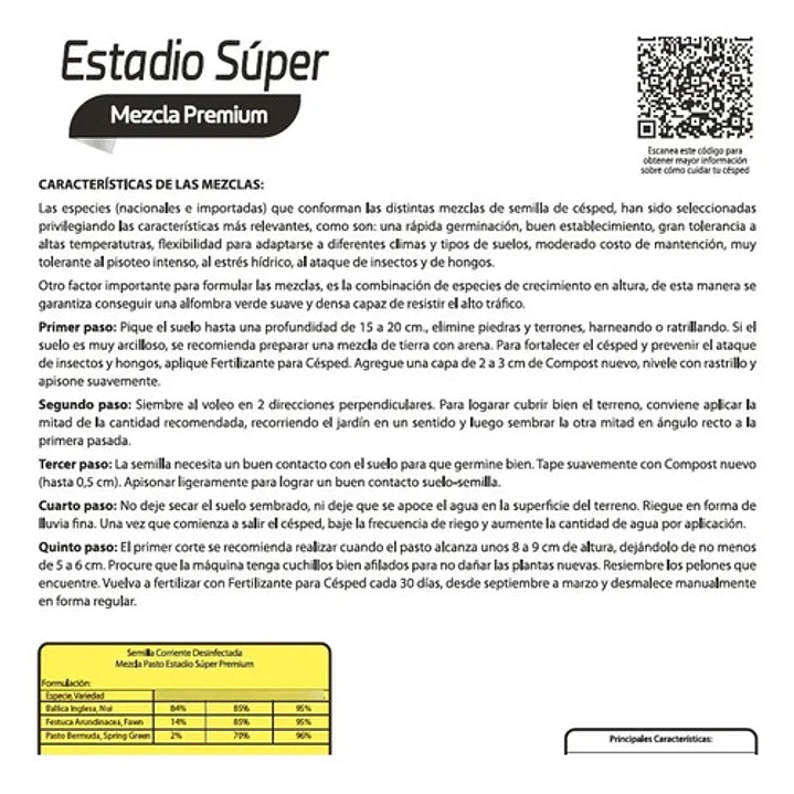 Semilla De Cesped Estadio 1 Kg + Fert De Cesped 1 Kg 2