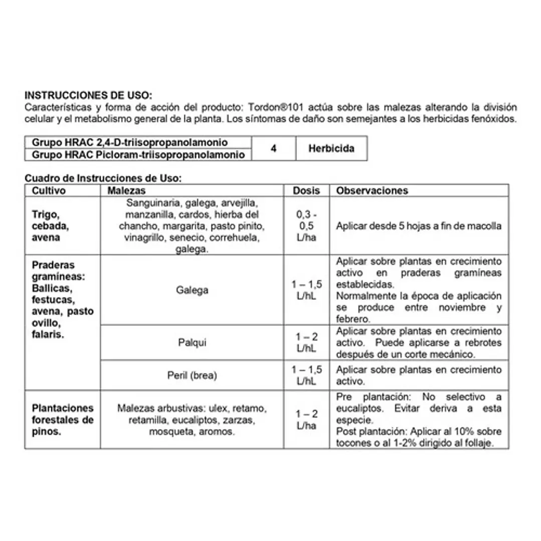 Herbicida Para Hoja Ancha Y Arbustivas Tordon 101 SL 1 L 4
