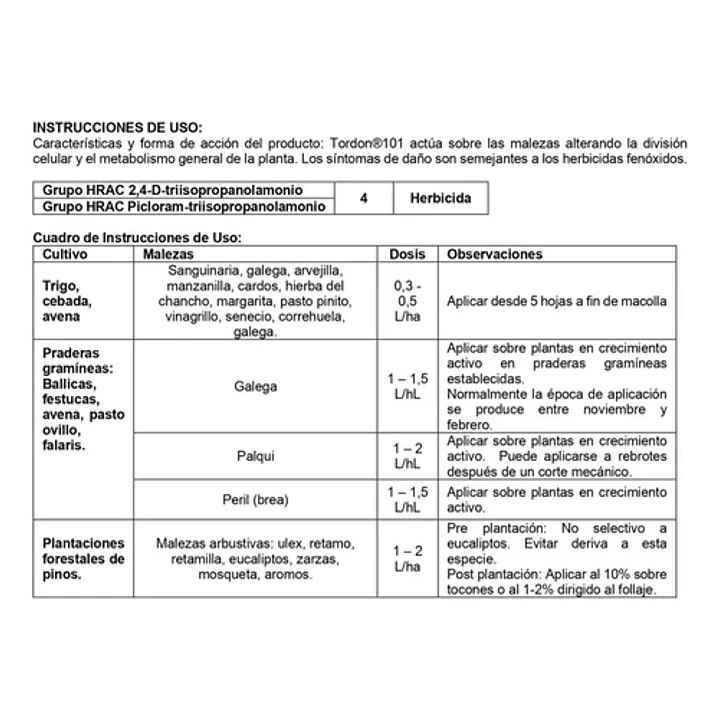 Herbicida Para Hoja Ancha Y Arbustivas Tordon 101 SL 1 L 4