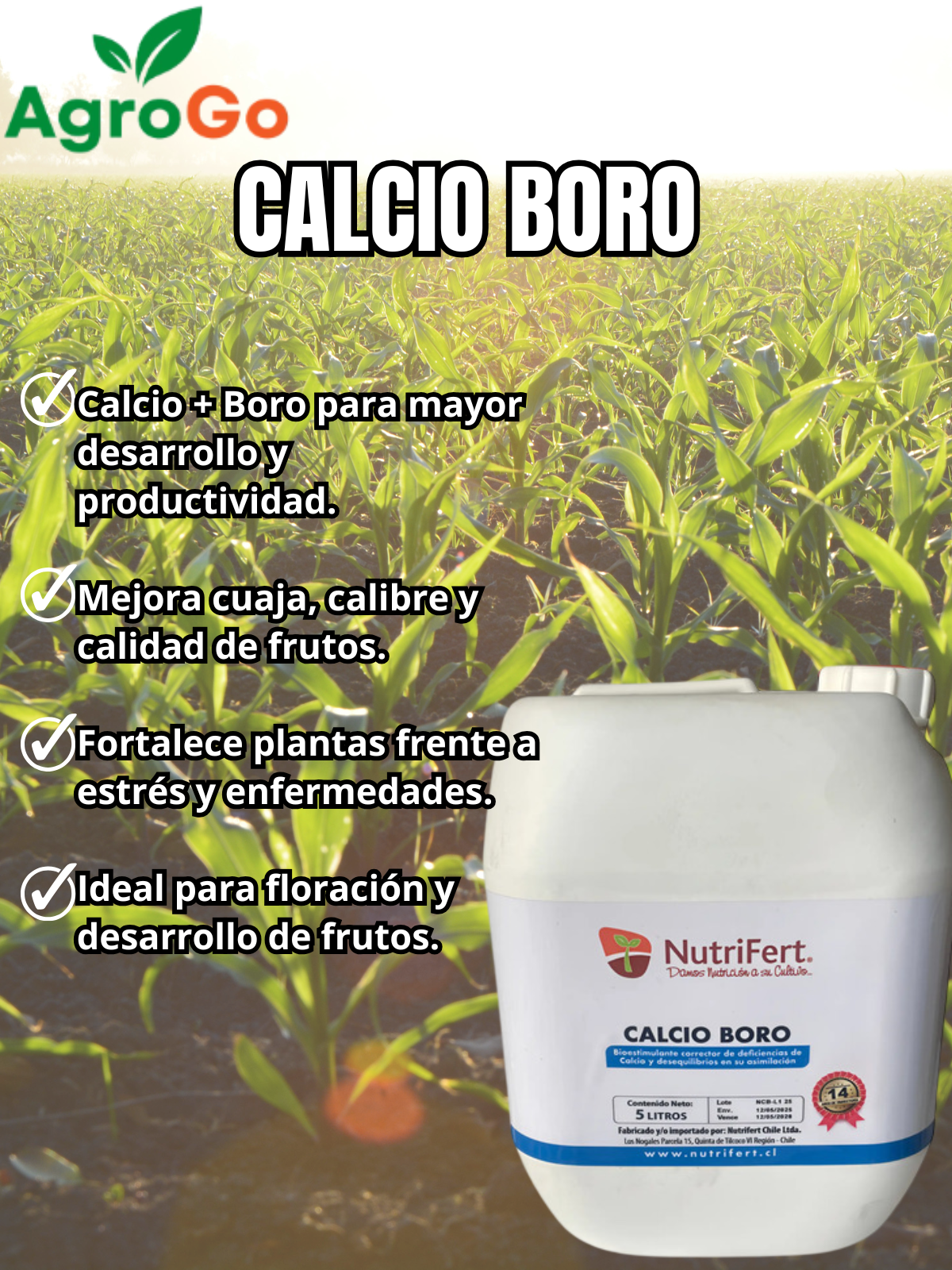 Nutrihelp Calcio Boro 5 L | Corrector Nutricional Foliar Profesional