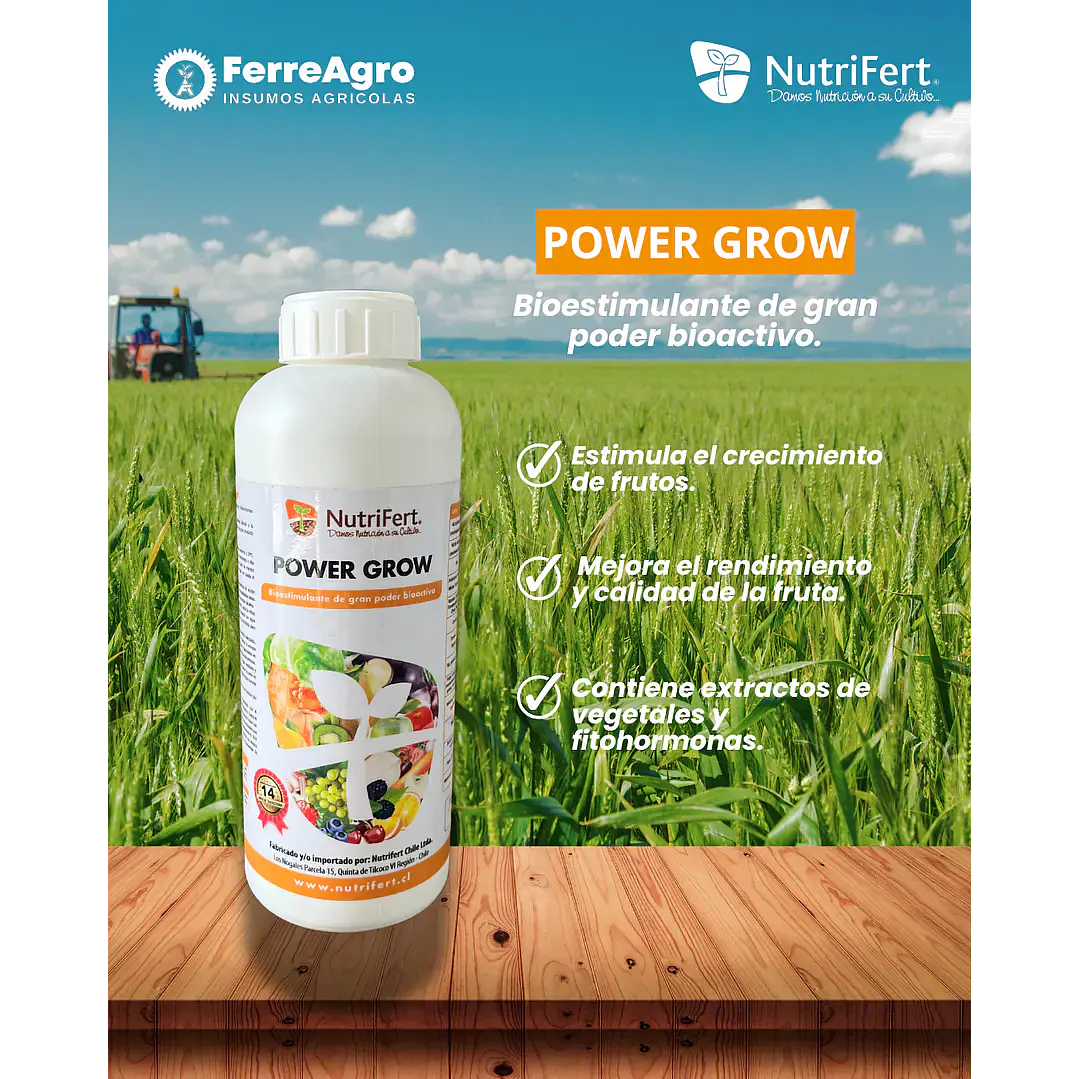 BIOESTIMULANTE POWER GROW / EXTRACTOS ORGÁNICOS Y FITOHORMONAS 1L - NUTRIFERT 1